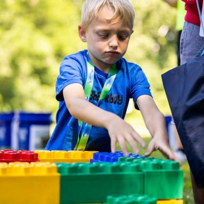 blond boy blocks